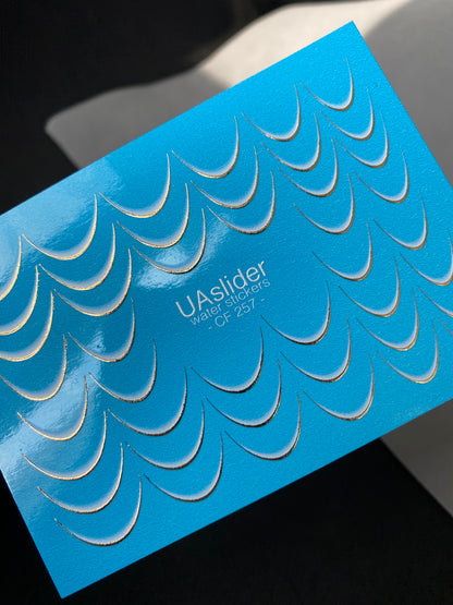 Nail Water Decal CF-257 | French Water Slide Nail Decals | Silver Curved Lines for French Tips