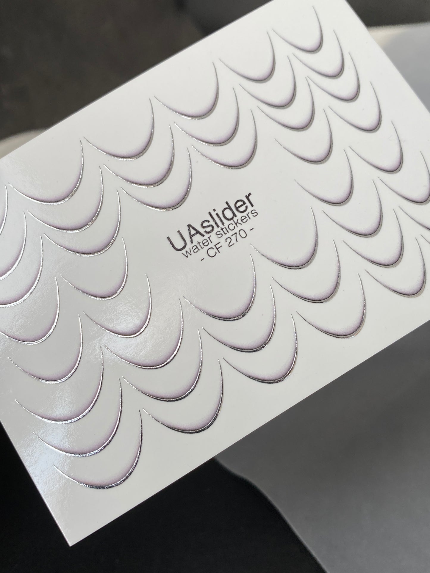 Nail Water Decal CF-270 | French Water Slide Nail Decals | Silver Curved Lines for French Tips