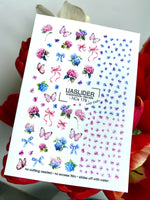 Floral Nail Decals — Hydrangea, Pink Bows & Butterflies | NCs-179
