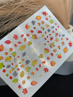 Nail Water Decal CF-282 | Autumn Water Slide Nail Decals | Fall Leaves & Geometric Frames - UASLIDER