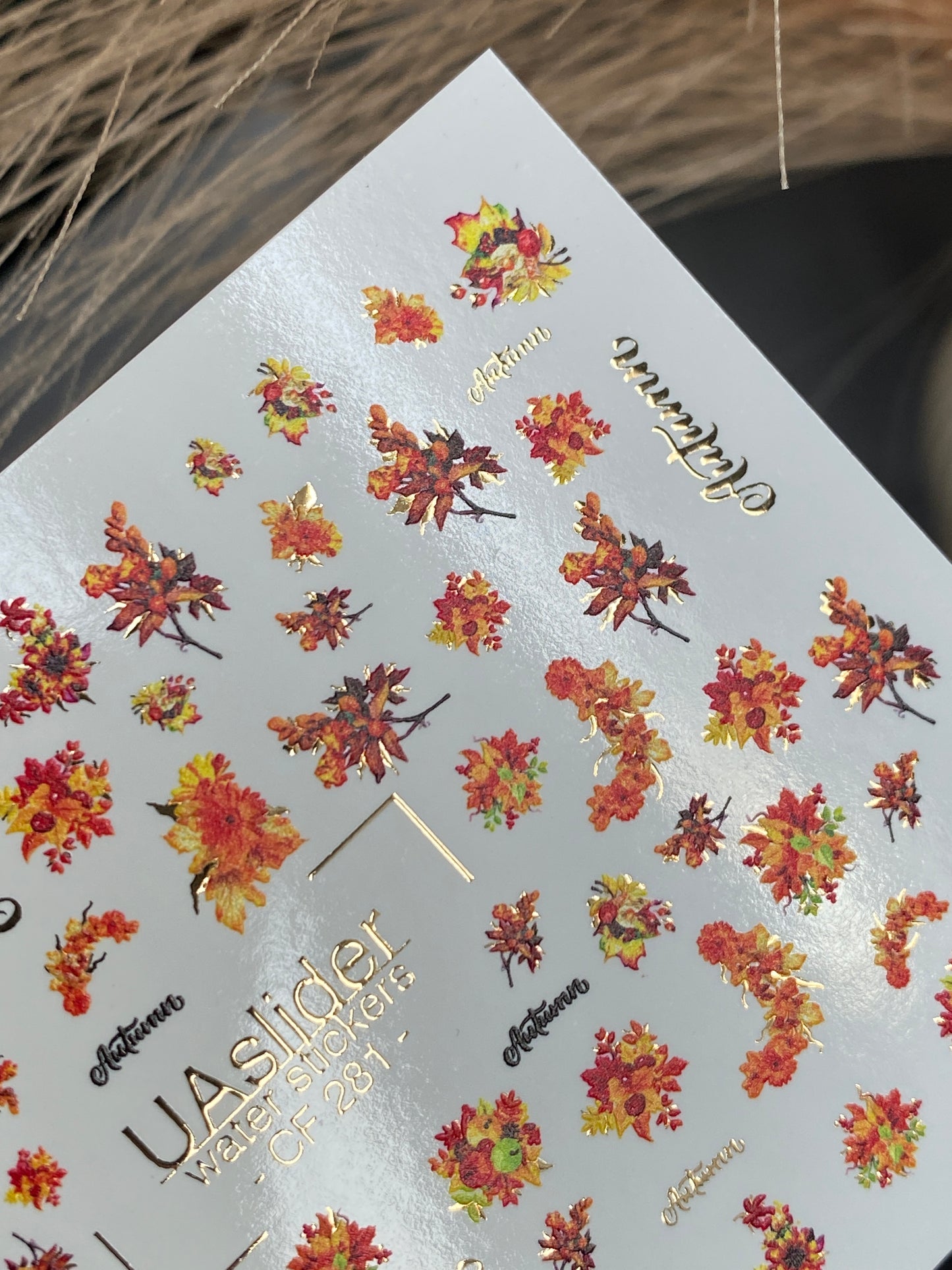 Nail Water Decal CF-281 | Autumn Floral Water Slide Nail Decals | Fall Bouquets & Leaves