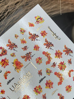 Nail Water Decal CF-281 | Autumn Floral Water Slide Nail Decals | Fall Bouquets & Leaves - UASLIDER