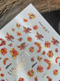 Nail Water Decal CF-281 | Autumn Floral Water Slide Nail Decals | Fall Bouquets & Leaves