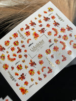 Nail Water Decal CF-281 | Autumn Floral Water Slide Nail Decals | Fall Bouquets & Leaves - UASLIDER