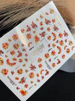 Nail Water Decal CF-281 | Autumn Floral Water Slide Nail Decals | Fall Bouquets & Leaves - UASLIDER