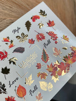 Nail Water Decal CF-276 | Autumn Water Slide Nail Decals | Fall Leaves, Gold Accents & Seasonal Quotes - UASLIDER