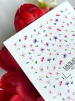 Floral Nail Decals — Scattered Pink & Purple Wildflowers | NC-180