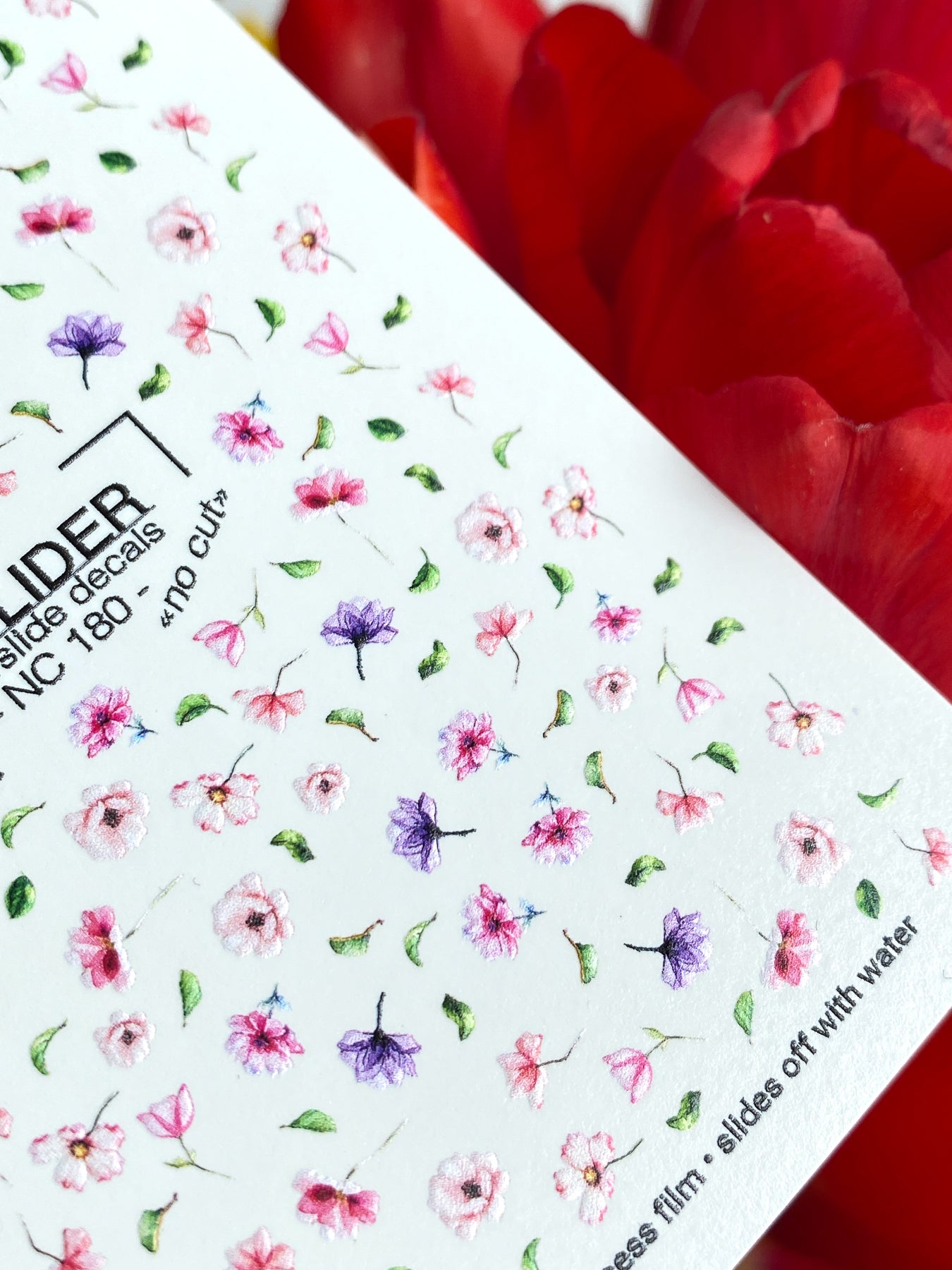 Floral Nail Decals — Scattered Pink & Purple Wildflowers | NC-180
