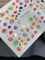 Nail Water Decal CF-264 | Autumn Water Slide Nail Decals | Abstract Faces, Leaves & Watercolor Accents - UASLIDER
