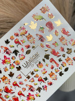 Nail Water Decal CF-263 | Autumn Water Slide Nail Decals | Foxes, Squirrels & Colorful Fall Leaves - UASLIDER