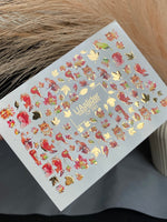 Nail Water Decal CF-263 | Autumn Water Slide Nail Decals | Foxes, Squirrels & Colorful Fall Leaves - UASLIDER