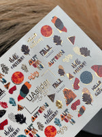 Nail Water Decal CF-261 | Autumn Water Slide Nail Decals | Fall Quotes, Leaves & Geometric Accents - UASLIDER