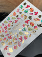 Nail Water Decal CF-255 | Autumn Water Slide Nail Decals | Multicolor Leaves with Gold Foil