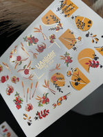 Nail Water Decal CF-254 | Autumn Water Slide Nail Decals | Wheat, Red Berries & Fall Leaves - UASLIDER