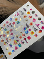 Nail Water Decal CF-252 | Watercolor Water Slide Nail Decals | Colorful Flowers & Rainy Day Art - UASLIDER