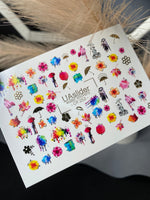 Nail Water Decal CF-252 | Watercolor Water Slide Nail Decals | Colorful Flowers & Rainy Day Art - UASLIDER