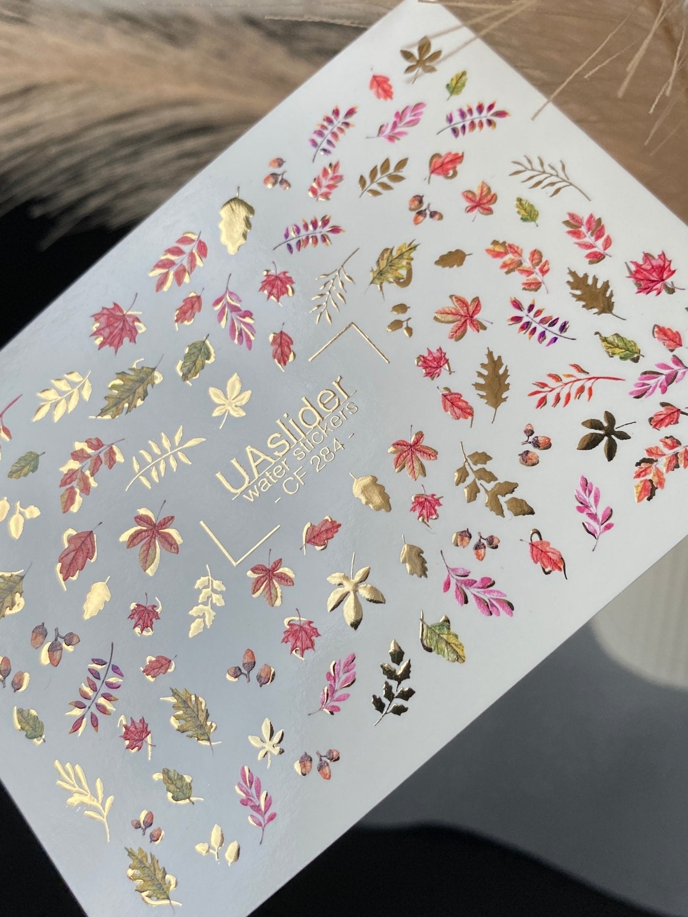 Nail Water Decal CF-284 | Autumn Leaves Water Slide Nail Decals | Fall Foliage & Botanical Accents - UASLIDER