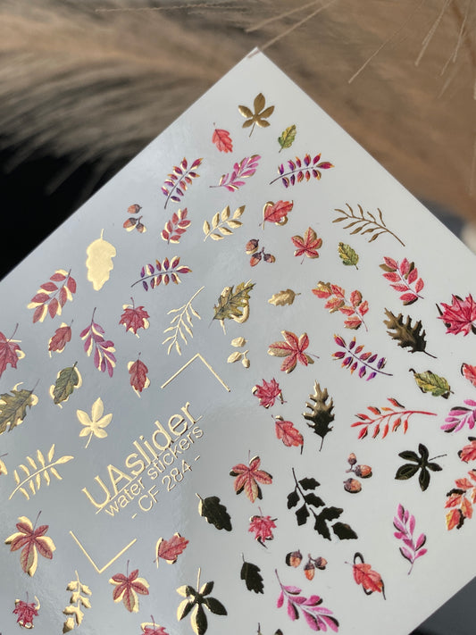 Nail Water Decal CF-284 | Autumn Leaves Water Slide Nail Decals | Fall Foliage & Botanical Accents