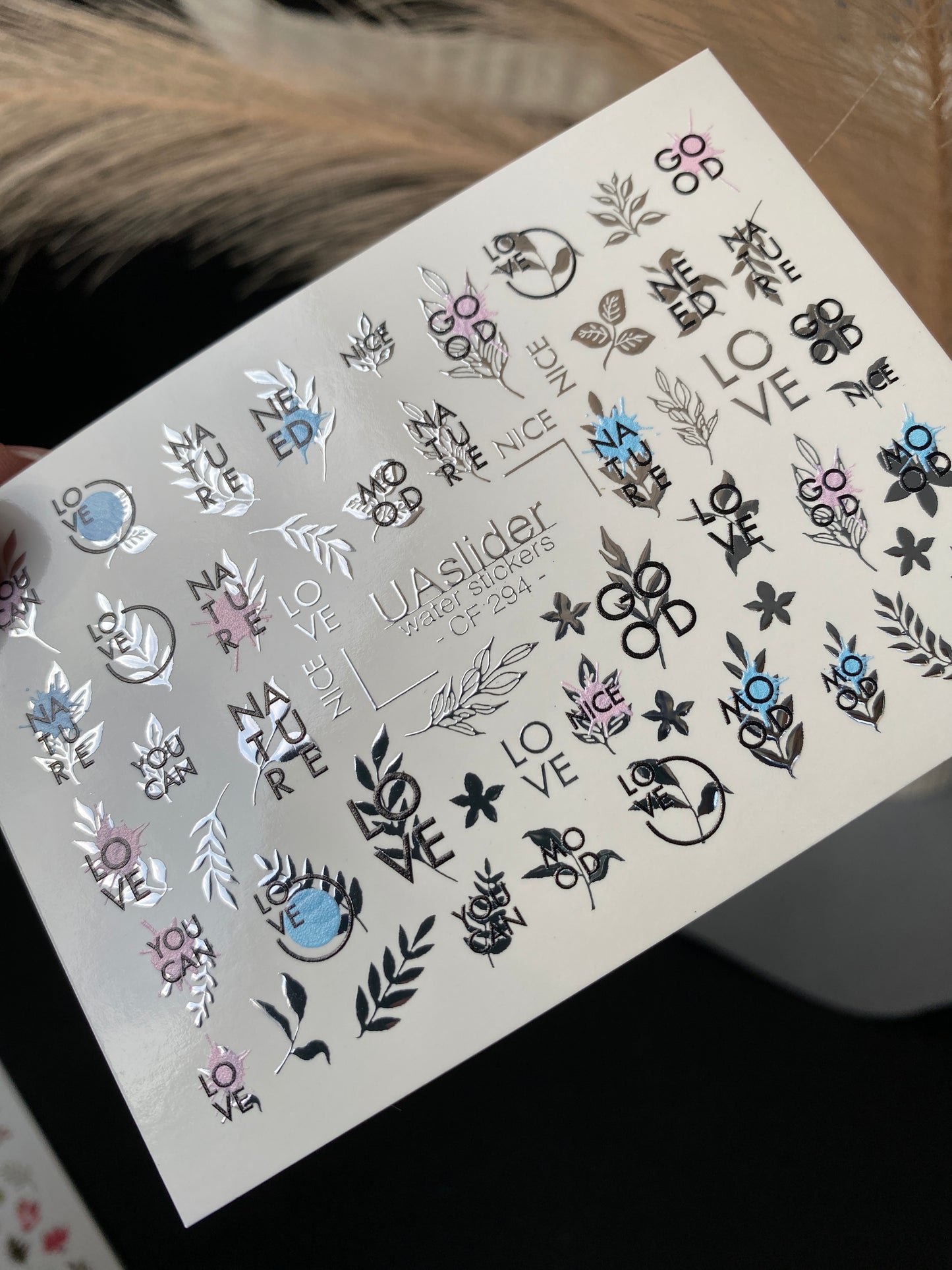 Nail Water Decal CF-294 | Minimalist Water Slide Nail Decals | Love, Nature & Quote Accents