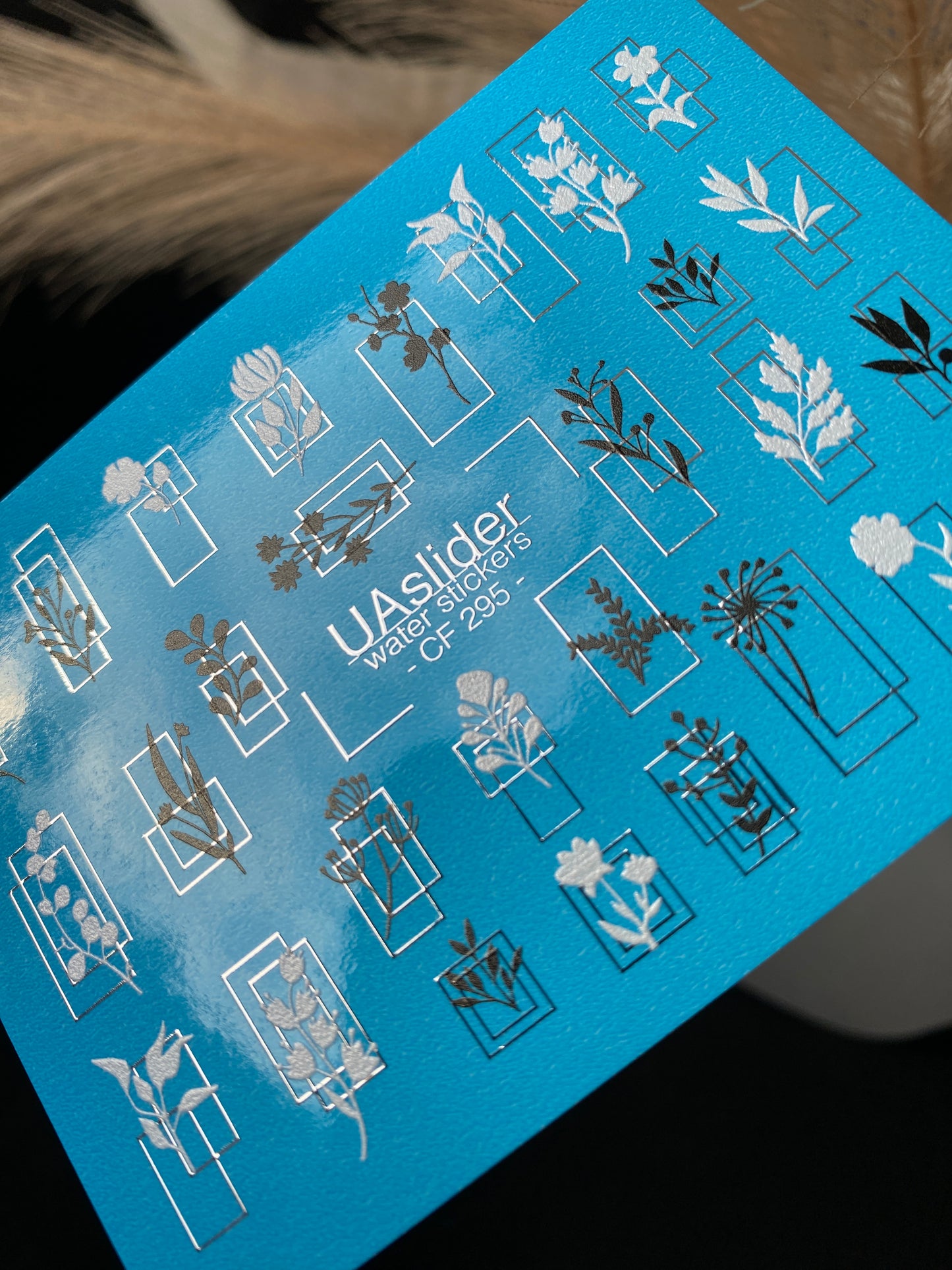 Nail Water Decal CF-295 | Minimalist Botanical Water Slide Nail Decals | Flowers & Geometric Frames