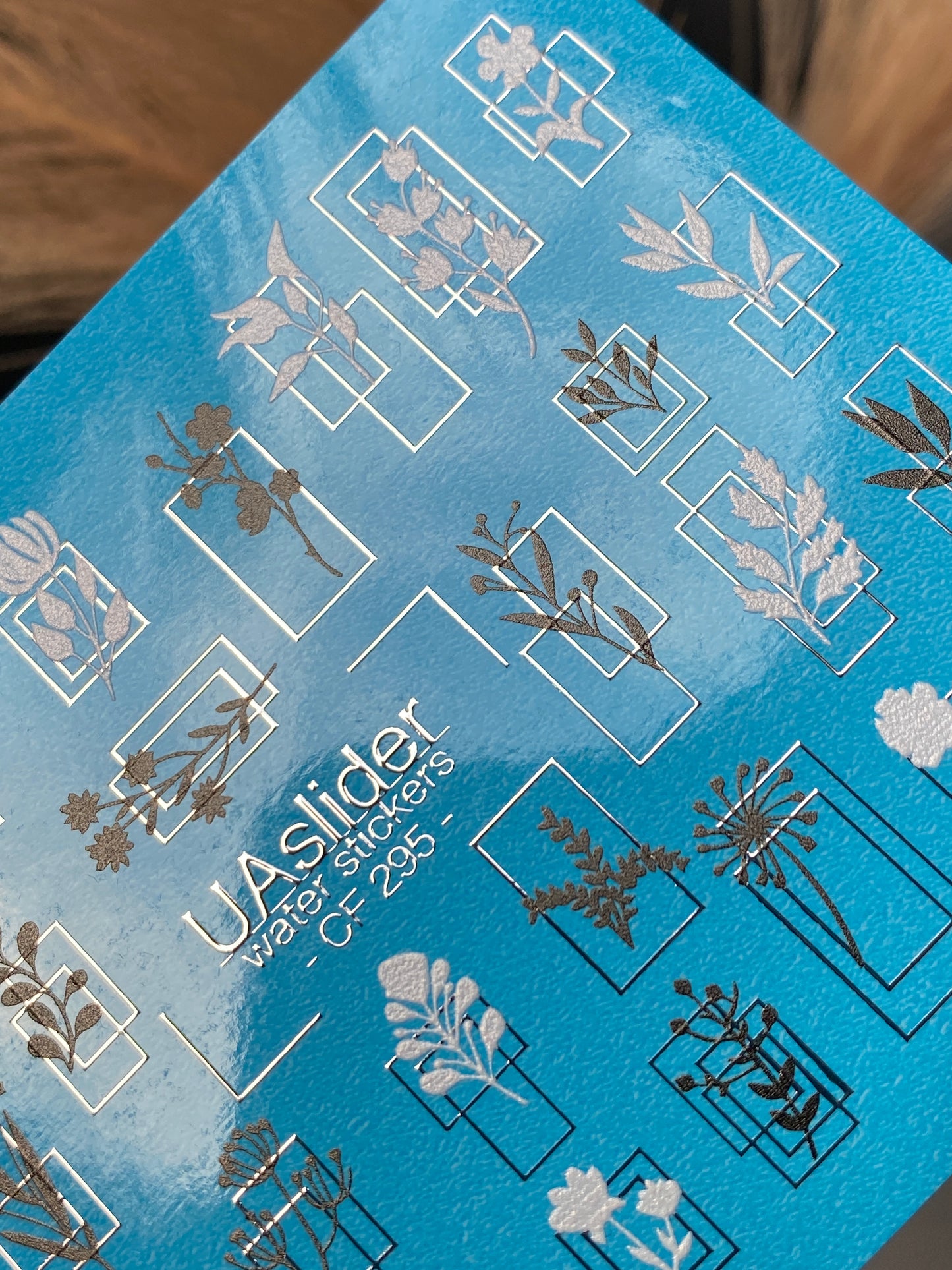 Nail Water Decal CF-295 | Minimalist Botanical Water Slide Nail Decals | Flowers & Geometric Frames