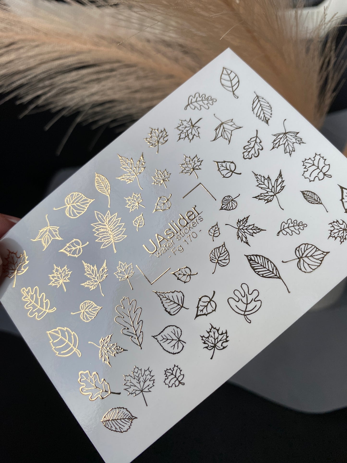 Nagel Wasserabziehbild Fg-170 | Goldfolie Wasserabzieh-Nagelbilder | Herbstblätter & Botanische Muster