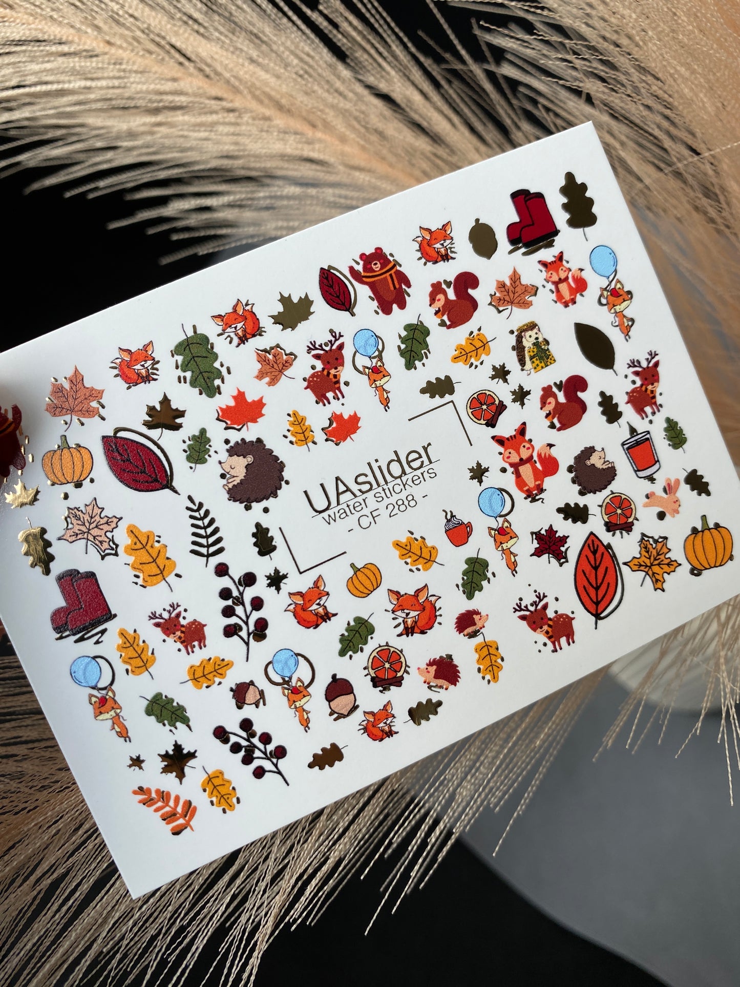 Nail Water Decal CF-288 | Autumn Forest Water Slide Nail Decals | Foxes, Squirrels & Cute Woodland Animals