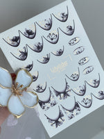 Nail Water Decal CF-474 | Elegant Floral Nail Decals | Grey Lilac Flowers with Gold Details - UASLIDER