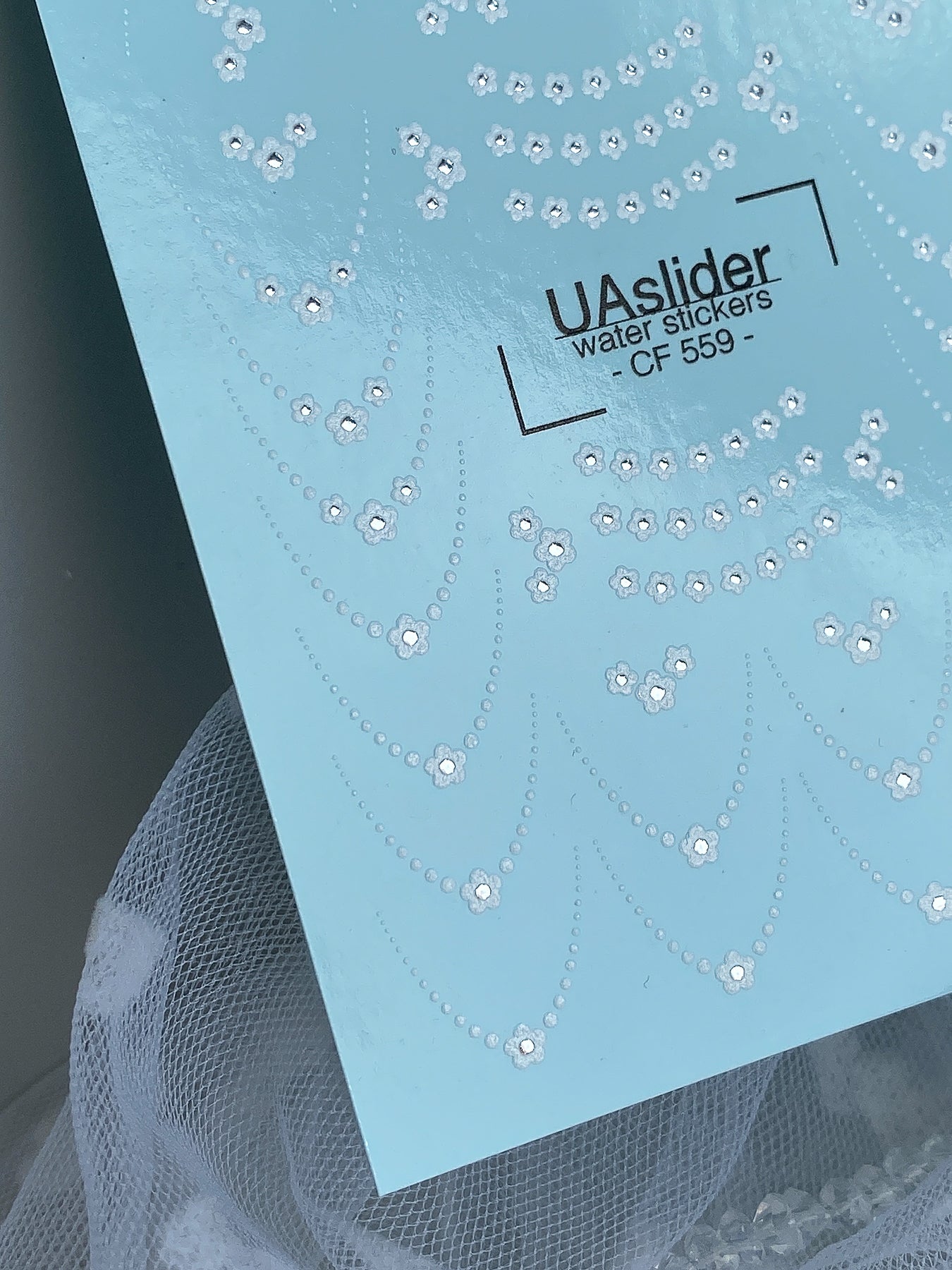 Nail Water Decal CF-559 | French Water Slide Nail Decals with Lace Floral Patterns | White Dotted Flowers - UASLIDER