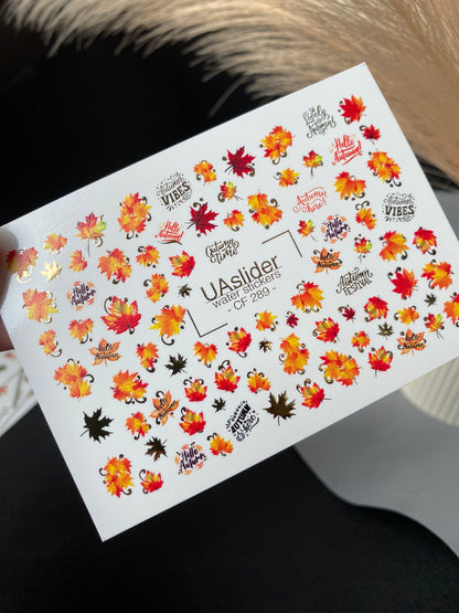 Nail Water Decal CF-289 | Autumn Leaves Water Slide Nail Decals | Fall Quotes & Seasonal Vibes