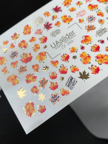 Nail Water Decal CF-289 | Autumn Leaves Water Slide Nail Decals | Fall Quotes & Seasonal Vibes