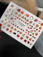Nail Water Decal CF-290 | Autumn Forest Water Slide Nail Decals | Squirrels, Hedgehogs & Fall Leaves - UASLIDER