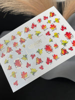Nail Water Decal CF-293 | Autumn Water Slide Nail Decals | Fall Leaves & Geometric Frames - UASLIDER