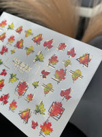 Nail Water Decal CF-293 | Autumn Water Slide Nail Decals | Fall Leaves & Geometric Frames - UASLIDER