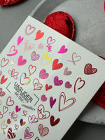 Heart Nail Decals — Metallic Pink Red Hearts All Shapes | MC-002