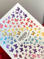 Butterfly Nail Decals — Rainbow Ombre Swarm, All Sizes | MC-069