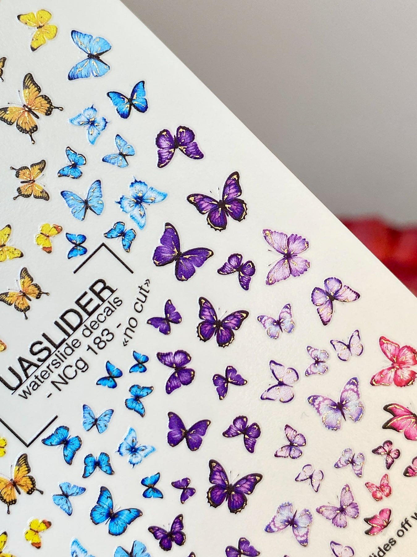 Butterfly Nail Decals — Full Rainbow Swarm, Realistic Wings | NCg-183