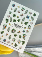 Tropical Nail Decals — Coconut, Monstera & Plumeria Flowers | NCg-184