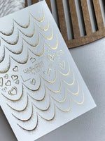 French Tip Nail Decals — Gold Foil Scales & Heart Outlines | Fg-329