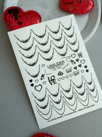 French Tip Nail Decals — Black Lace Tips with Love & Heart Accents | NC-164
