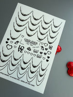 French Tip Nail Decals — Black Lace Tips with Love & Heart Accents | NC-164