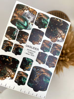Marble Pedicure Nail Wraps — Dark Teal & Bronze Fluid Art | MWC-009