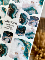 Marble Pedicure Nail Wraps — Teal & Stone Watercolor | MWC-006