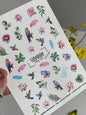 Nail Water Decal NCg-031 | Water Slide Nail Decals with Hummingbirds, Parrots & Flowers | Exotic Tropical Set