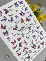 Nail Water Decal NCg-021 | Water Slide Nail Decals Butterflies | Inspirational Words Design - UASLIDER