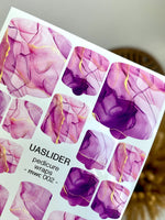 Marble Pedicure Nail Wraps — Purple & Mauve Ink Art | MWC-002