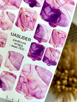 Marble Pedicure Nail Wraps — Purple & Mauve Ink Art | MWC-002