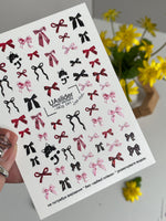Nail Water Decal NCg-041 | Water Slide Nail Decals | Red, Pink & Black Bows - UASLIDER