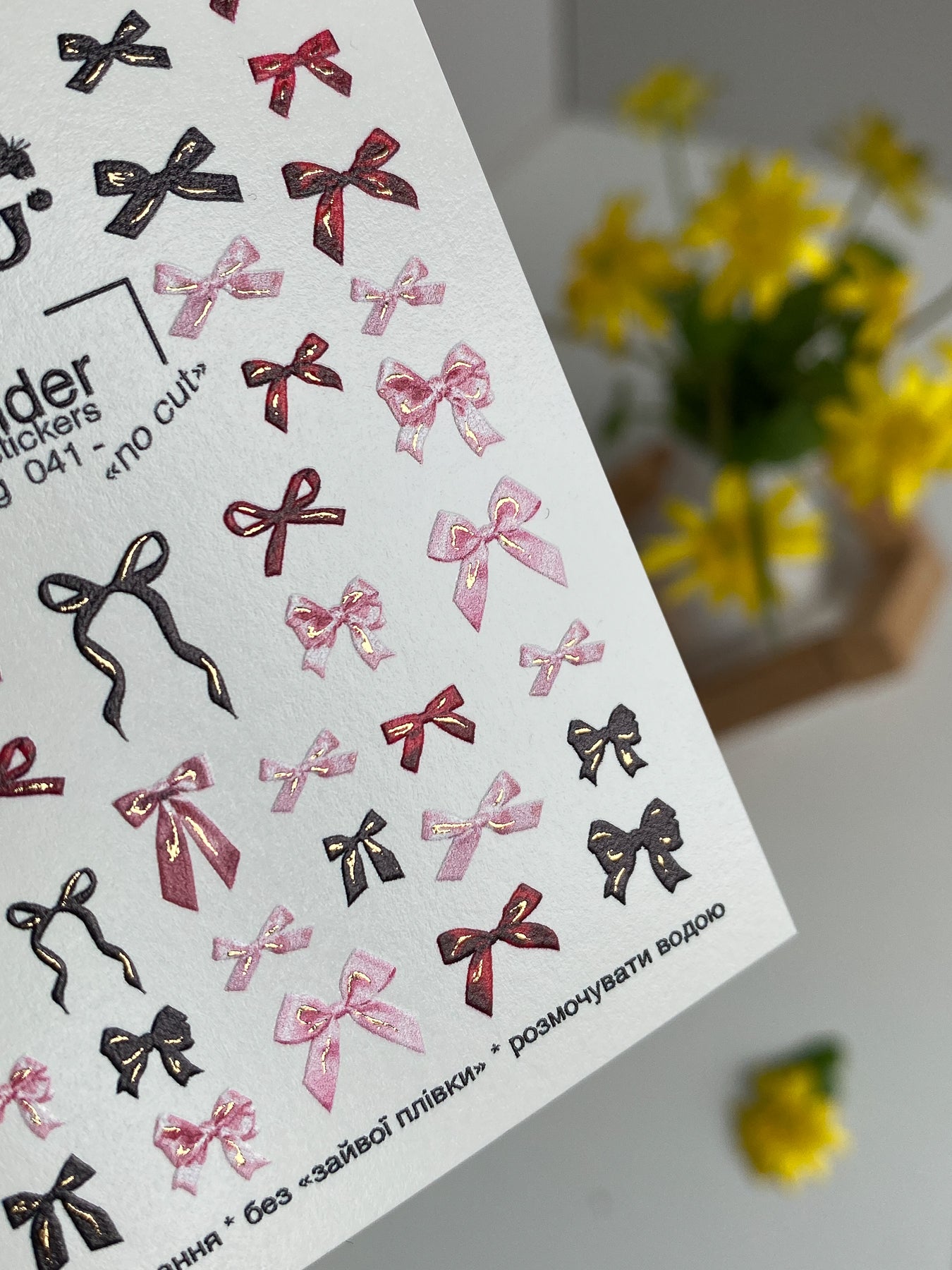 Nail Water Decal NCg-041 | Water Slide Nail Decals | Red, Pink & Black Bows - UASLIDER
