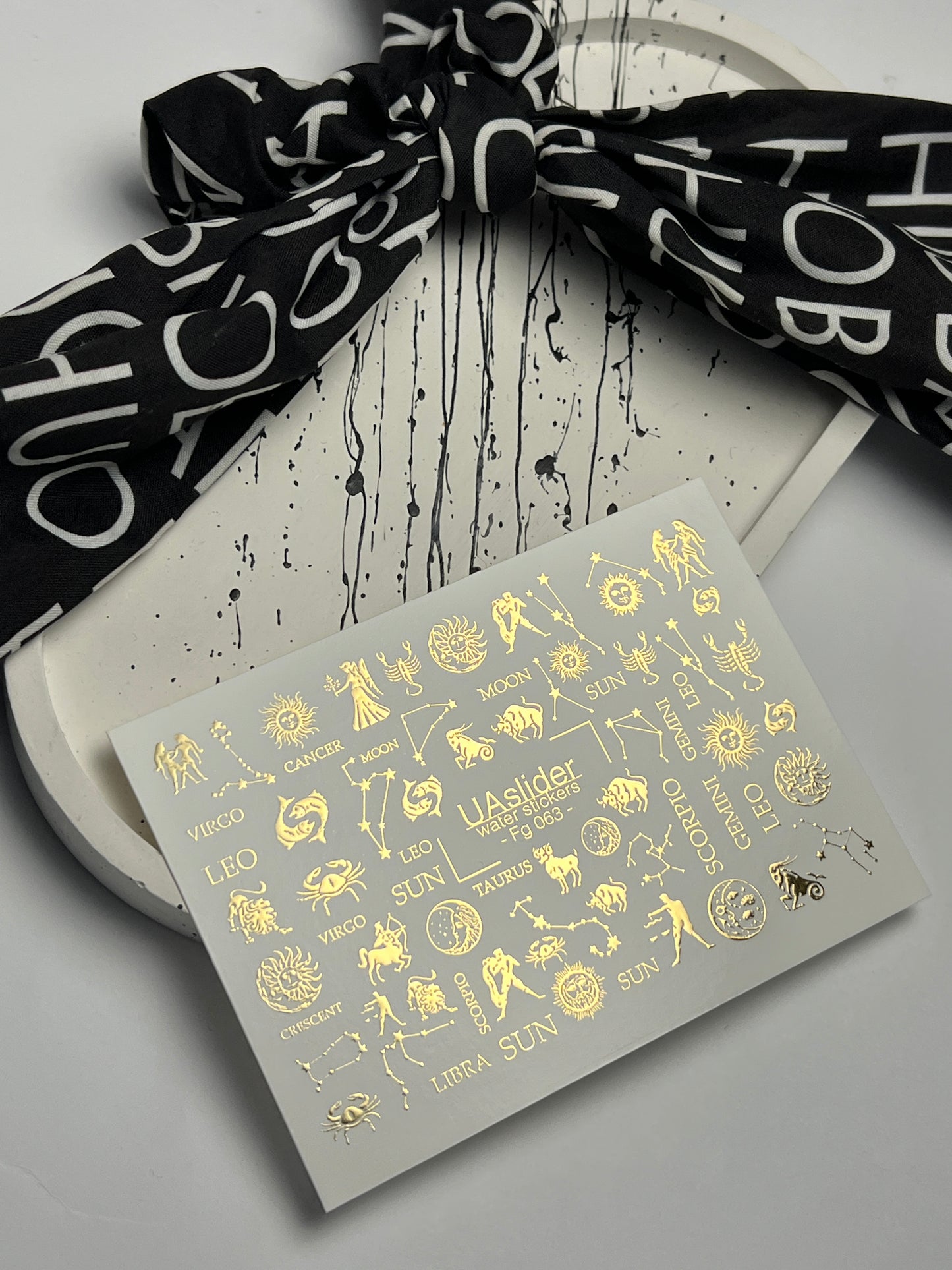 Nail Water Decal Fg-063 | Gold Foil Water Slide Nail Decals | Zodiac Signs & Constellations